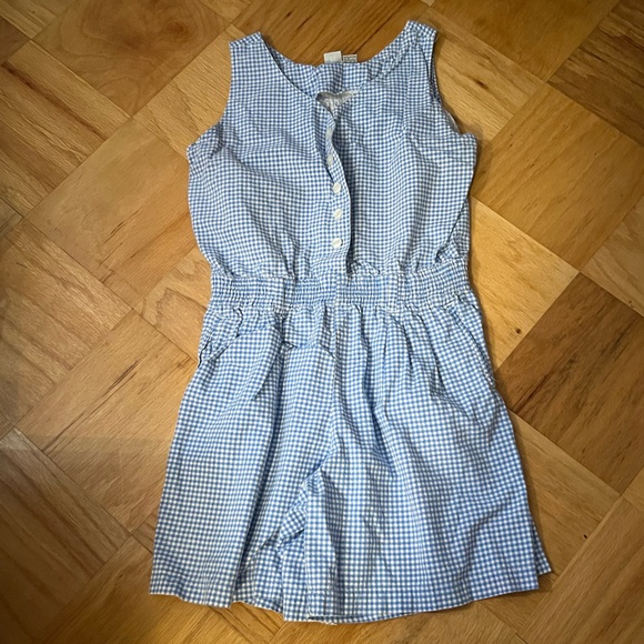 Basic Editions Pants - Vintage Basic Editions Blue Gingham Button Up Cotton Romper